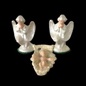 Vintage Tiny Painted Heavy Metal Miniature Figurines 2 Angles/Baby Jesus